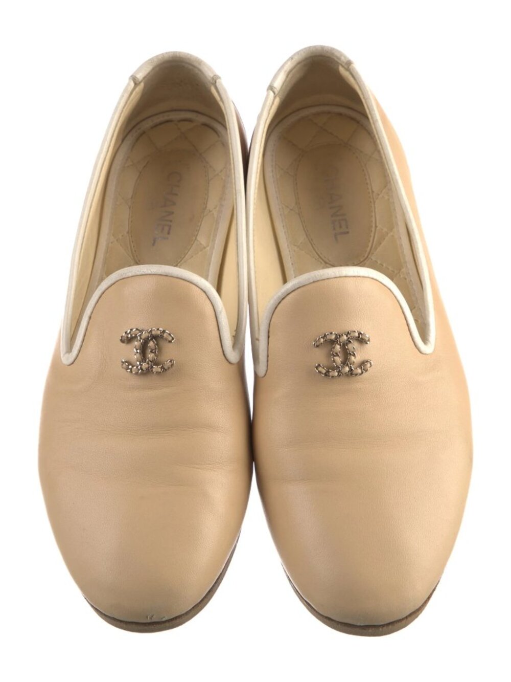 Chanel - Interlocking CC Logo Leather Loafers - Size 7 US (37.5 EU)